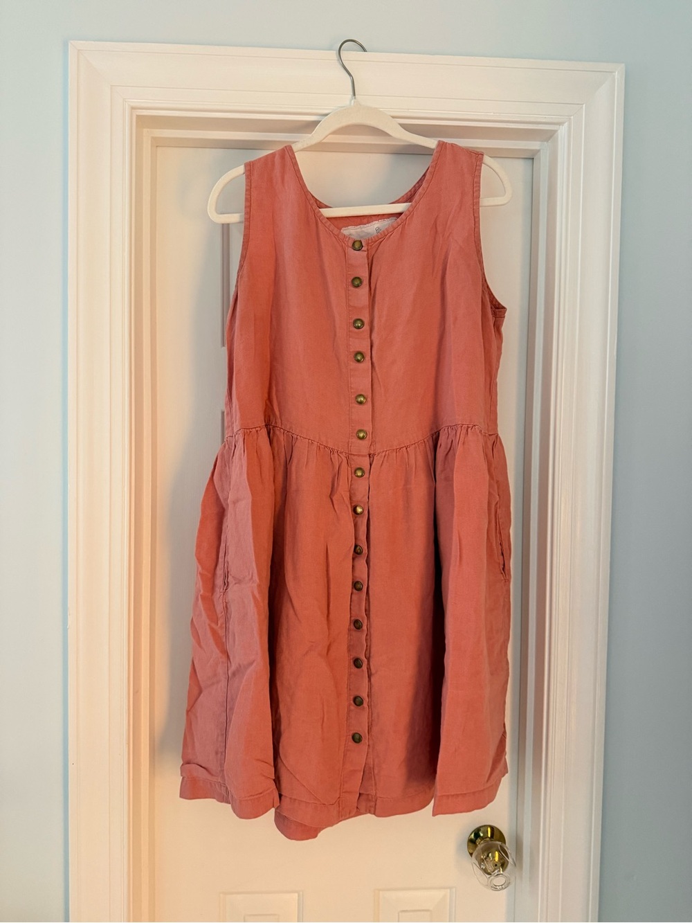 Not Perfect Linen Mama Midi Dress Pink
